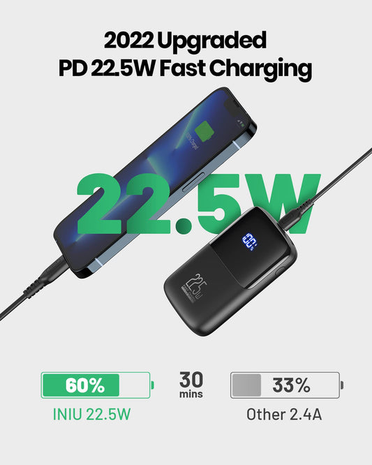 Iniu Portable Charger, Smallest 22.5W 10000mAh Power Bank