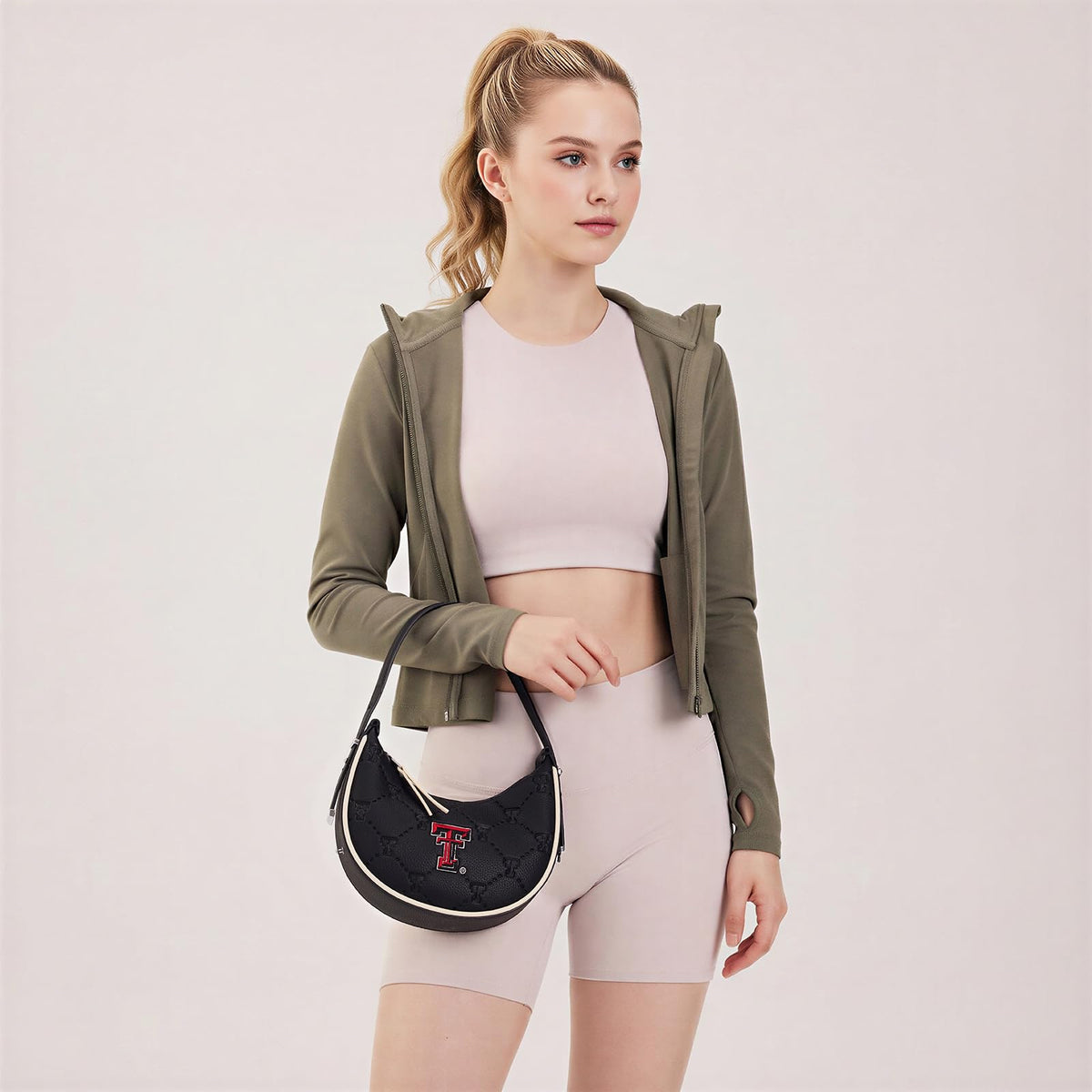 NCAA Crescent Shoulder Bag for Women, Half Moon Clutch Purses for Birthday/Graduation Gifts