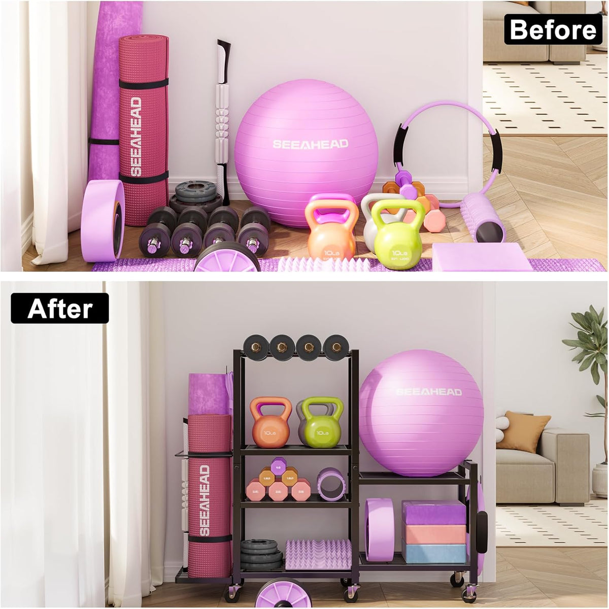 6-Tier Home Gym Storage Rack with Wheels