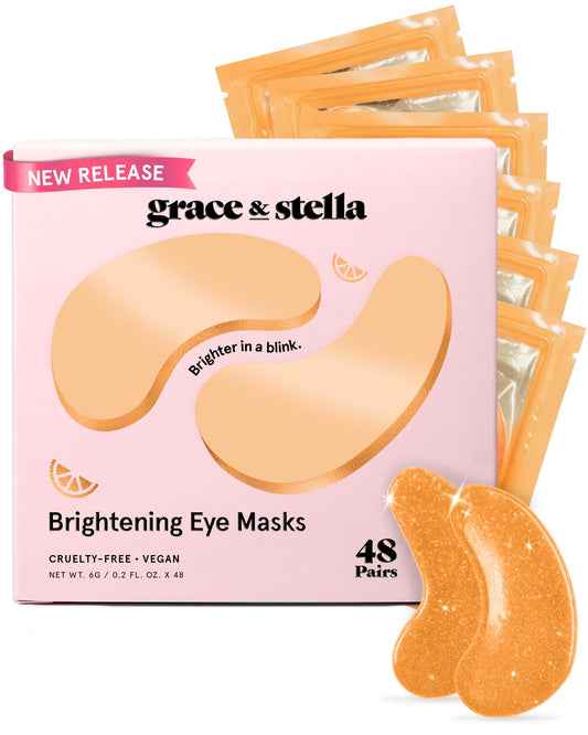 grace & stella New Brightening Eye Patches for Dark Circles (24 Pairs) - Vitamin C Under Eye Patches for Puffiness