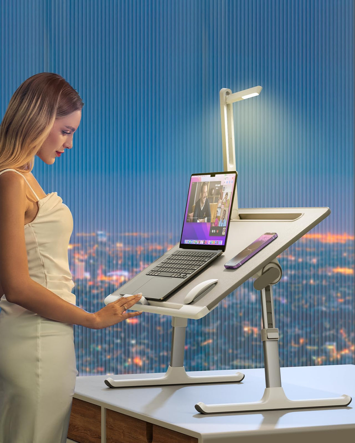 Laptop Bed Tray Desk with LED Desk Lamp