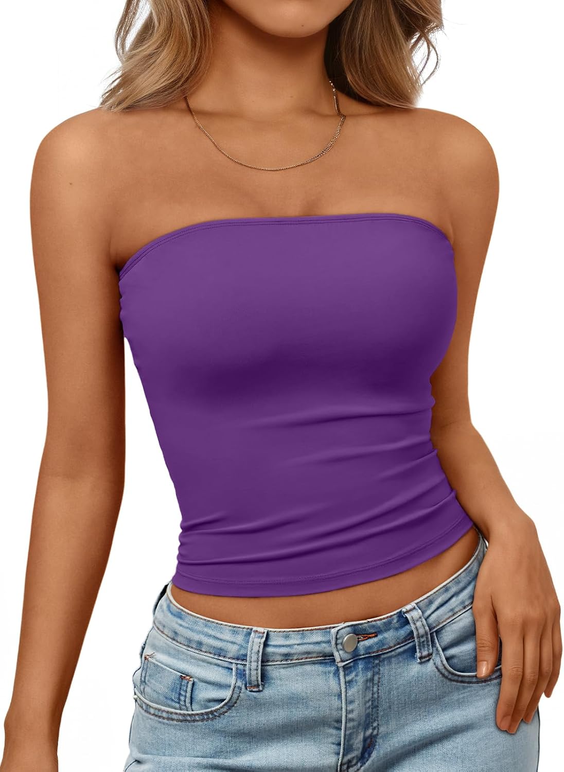 Trendy Queen Women's Strapless Bandeau Crop Top