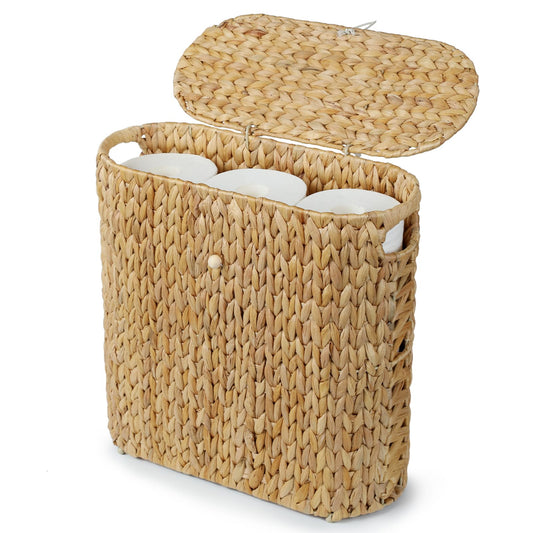 Yangqihome Toilet Paper Storage, Water Hyacinth Toilet Paper Storage with Lid