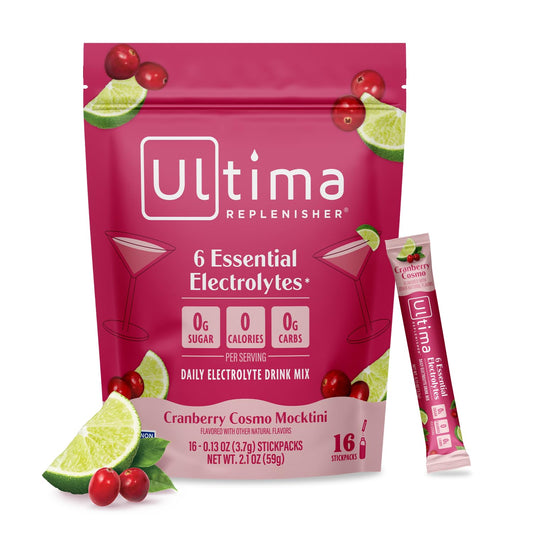 Ultima Replenisher Electrolyte Hydration Powder, Grape, 20 Count Stickpacks Pouch - Sugar Free, 0 Calories, 0 Carbs - Gluten-Free, Keto, Non-Gmo with Magnesium, Potassium