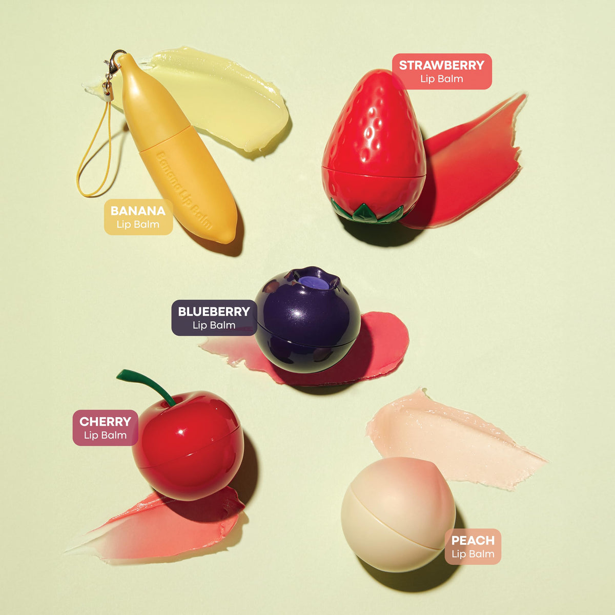 TONYMOLY Mini Fruit Lip Balm Set with Sheer Tint, Shea Butter and Vitamin E