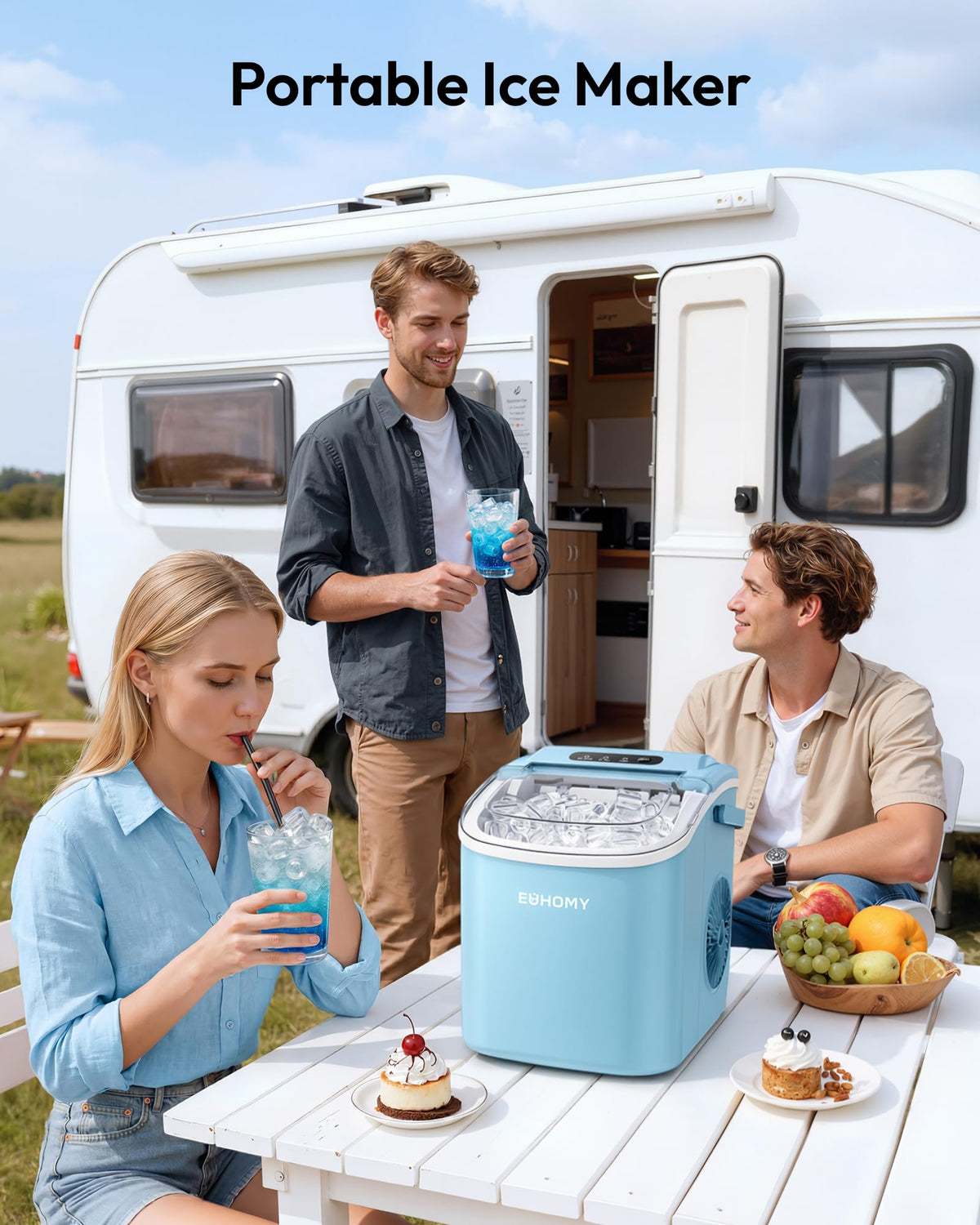 Euhomy Countertop Ice Maker Machine with Handle