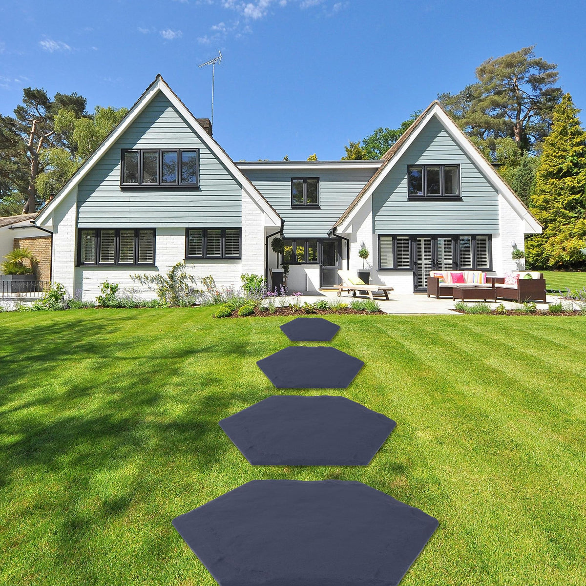 4Pcs Large Stepping Stones Outdoor Garden Walkway, Durable Plastic Pavers