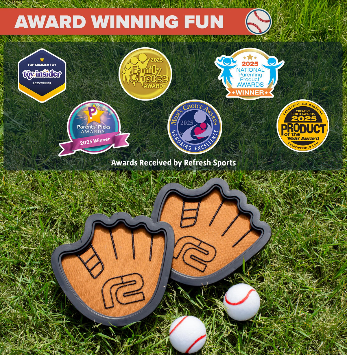 Toss and Catch Ball Game Set - Easy to Use Sticky Balls & Beginner Baseball Training Glove - Premium Toy Paddle Fits All Hand Sizes From Toddlers to Teens & Adults - Fun Gift Idea for Boys and Girls