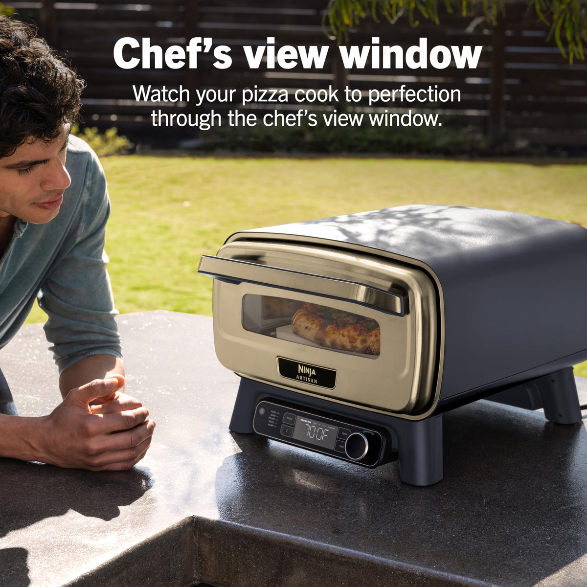 Ninja Artisan Electric Outdoor Pizza Oven with Stone | 12-Inch Pizza in 3-Minutes
