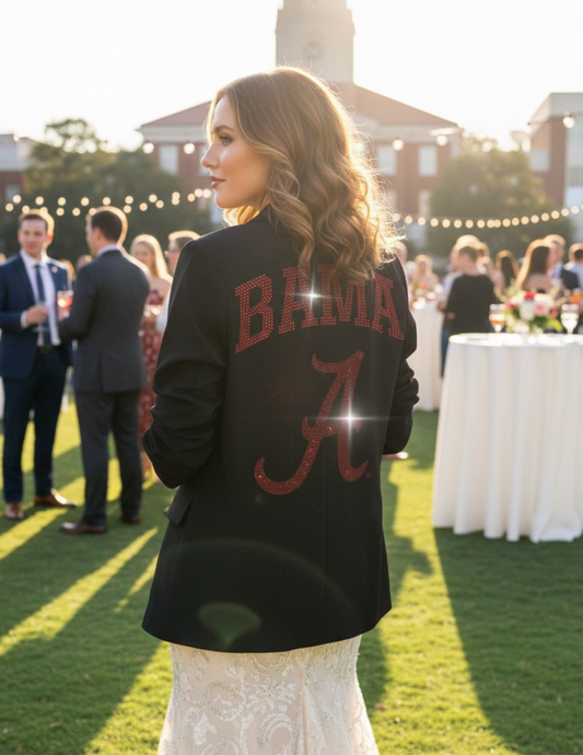 University of Alabama Bama & A Logo Ruched Black Blazer