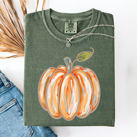 Watercolor Pumpkin Halloween Autumn Fall Cozy Vintage-Inspired Artwork For Seasonal Wardrobe Comfort Colors Tee