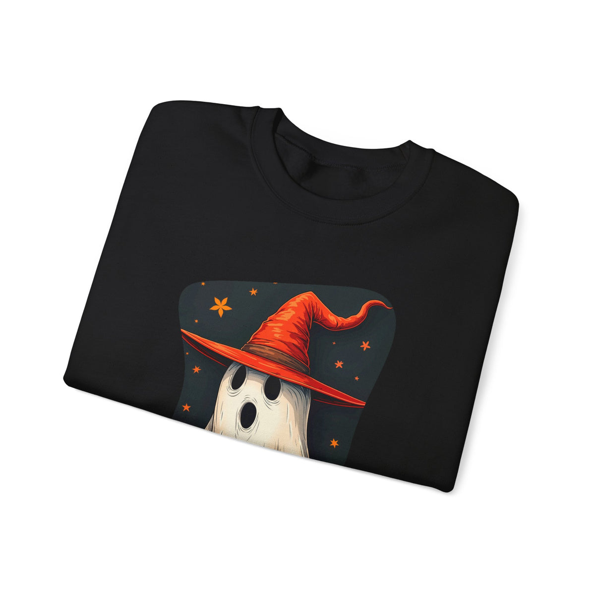Spooky Ghost Witch Hat Halloween Crewneck Sweatshirt