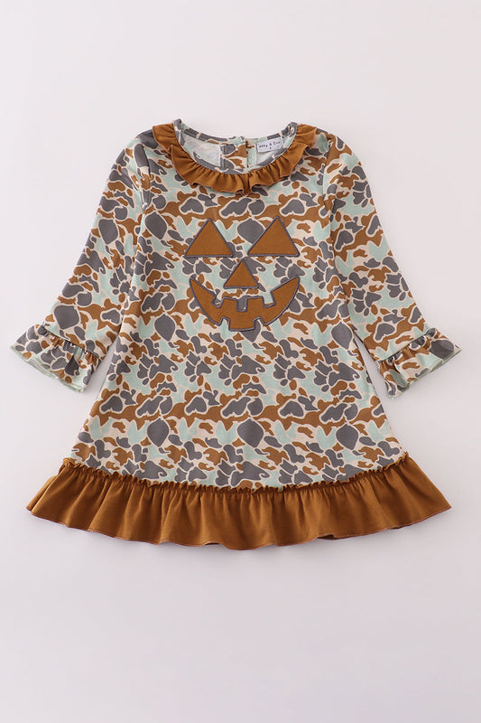 Halloween Camouflage Applique Ruffle Dress