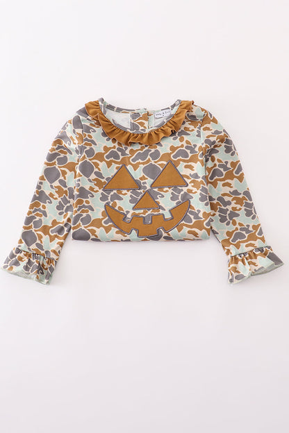 Halloween Camouflage Applique Ruffle Dress