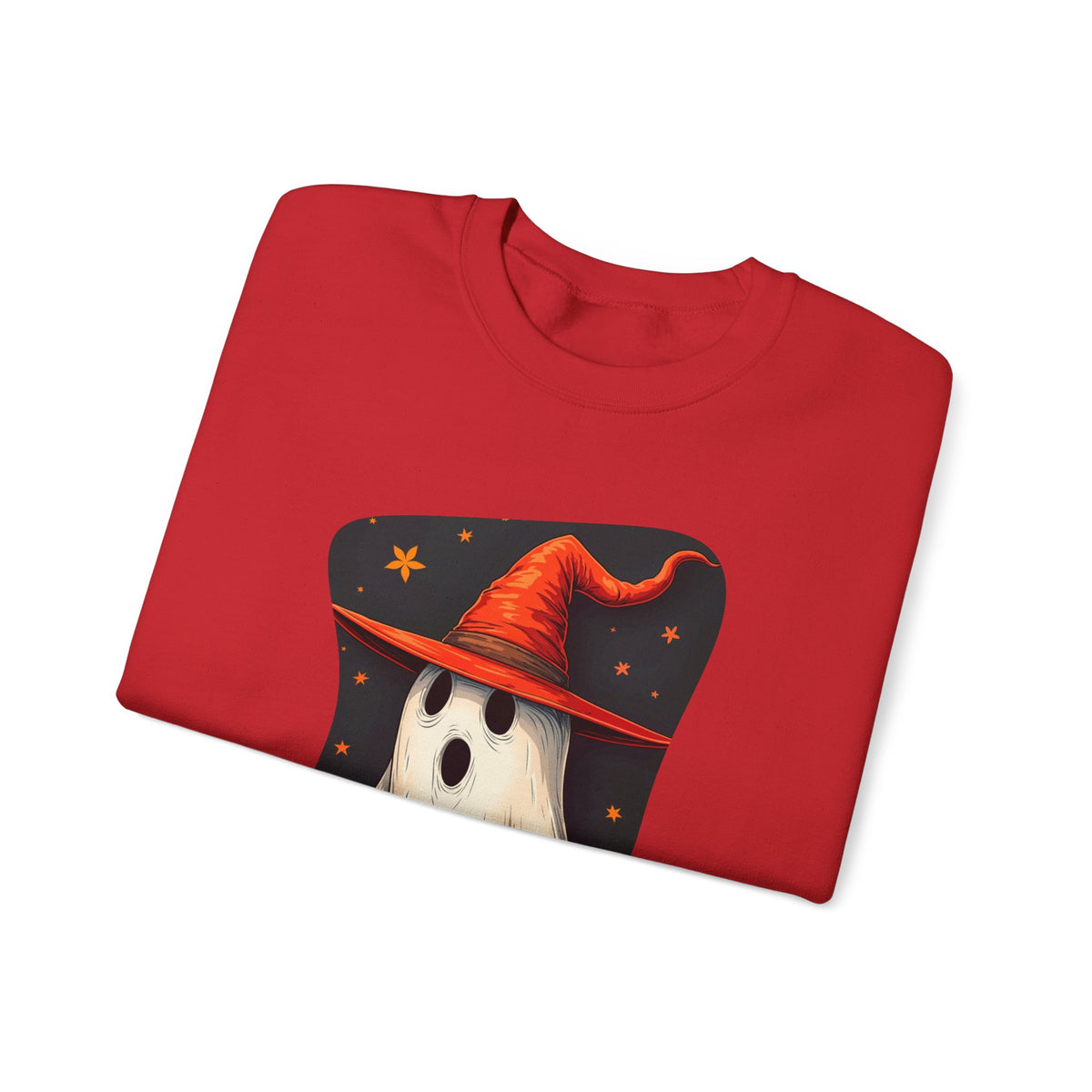 Spooky Ghost Witch Hat Halloween Crewneck Sweatshirt