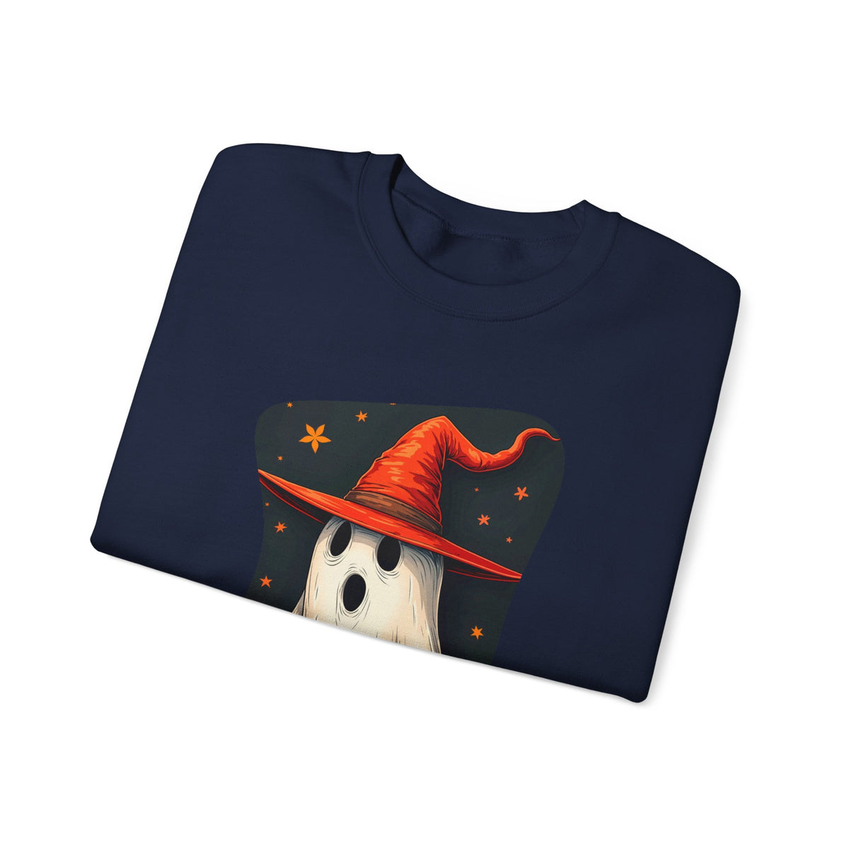 Spooky Ghost Witch Hat Halloween Crewneck Sweatshirt