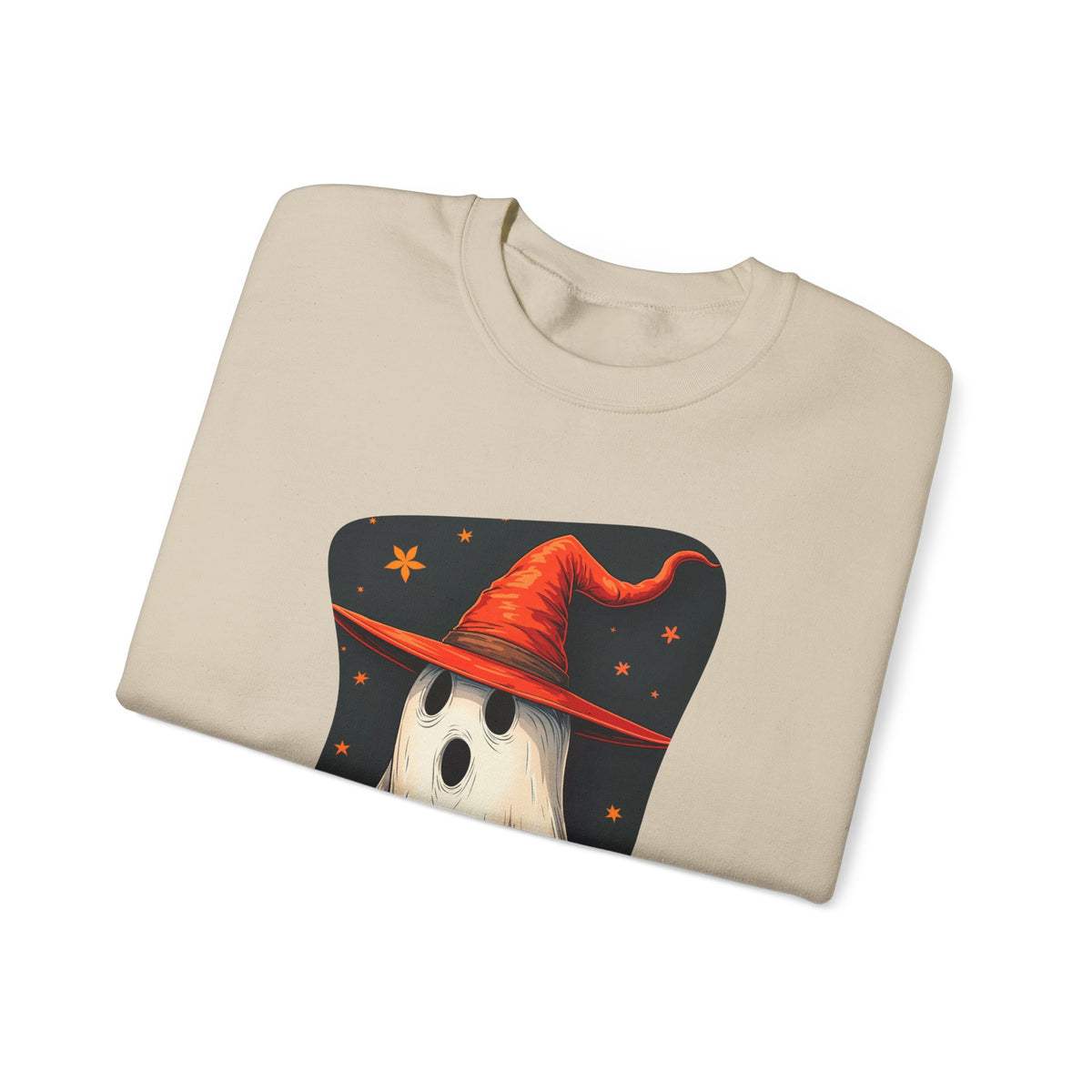 Spooky Ghost Witch Hat Halloween Crewneck Sweatshirt