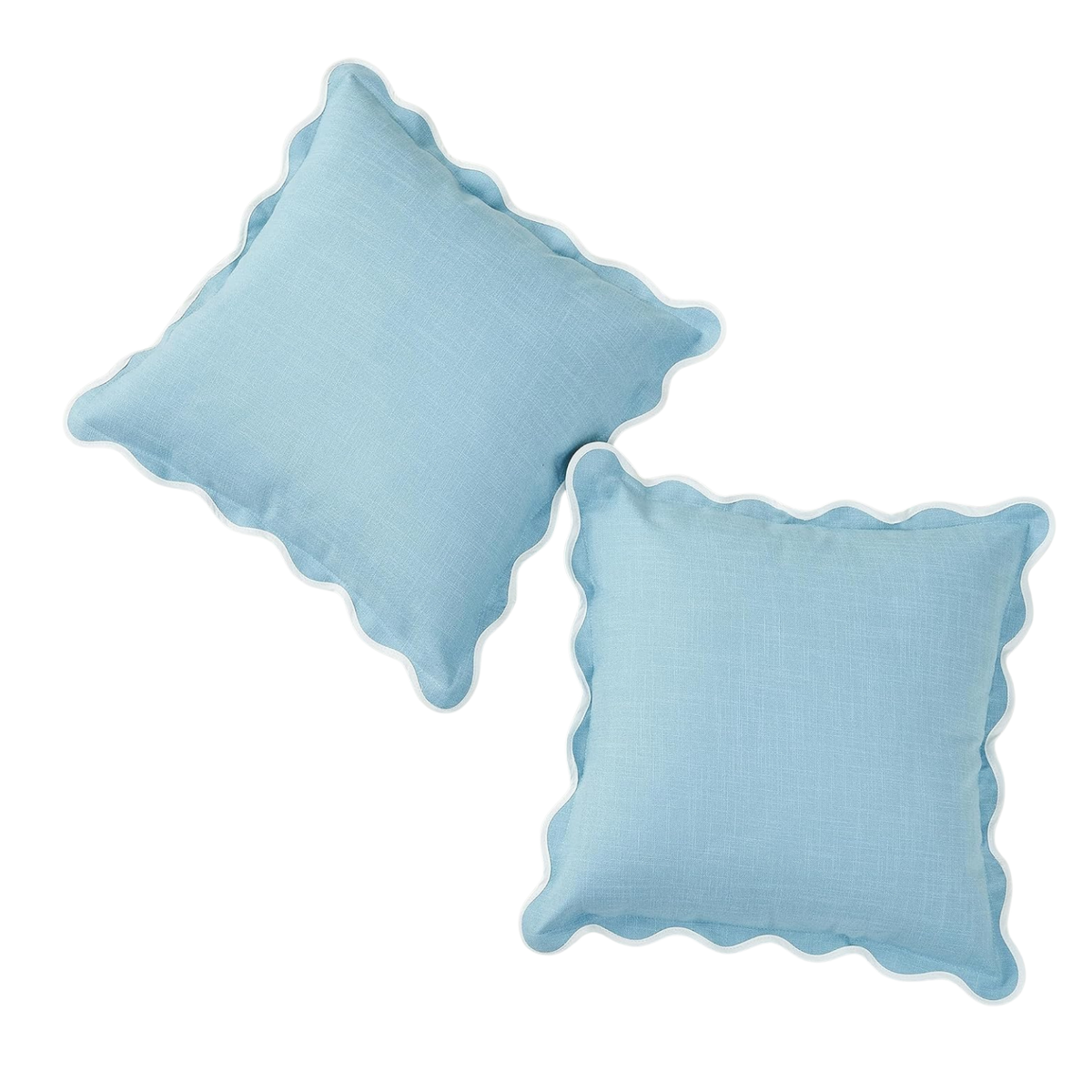 Blue Scalloped Edge Pillow - 18" X 18"