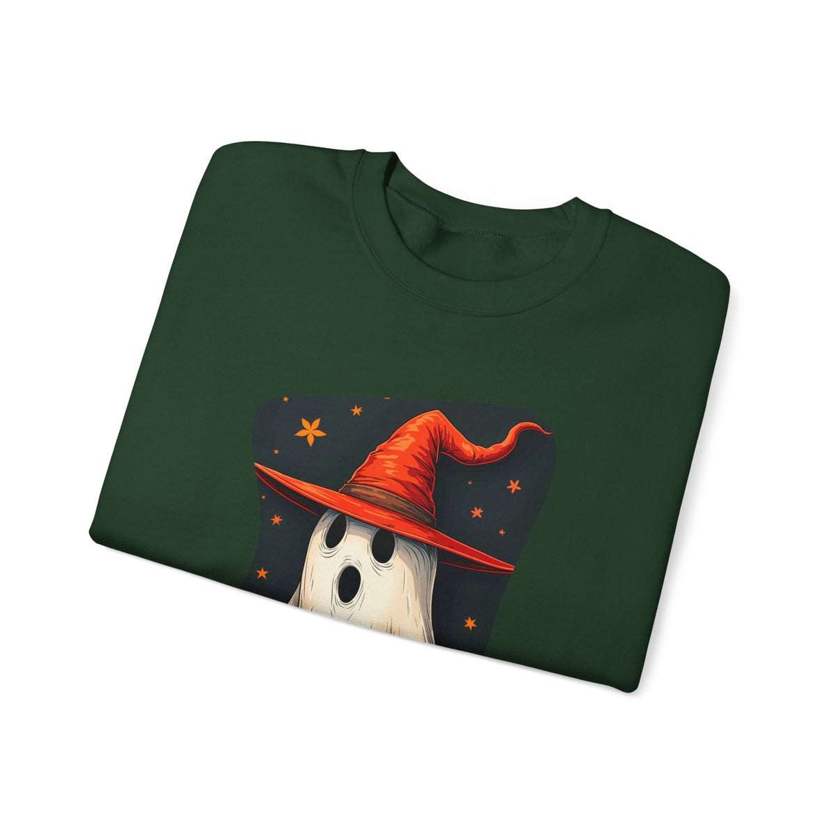 Spooky Ghost Witch Hat Halloween Crewneck Sweatshirt