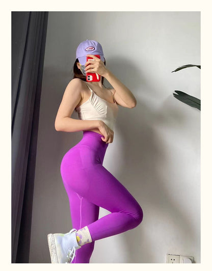 High Waist Seamless Leggings Women Push Up Leggings Women Seamless Lifting Leggings High Waist Workout Yoga Pants Sport Women Fitness Running Yoga Pants Elegant Elastic Leggings for Fitness Figure Enhancing Athletic Leggings