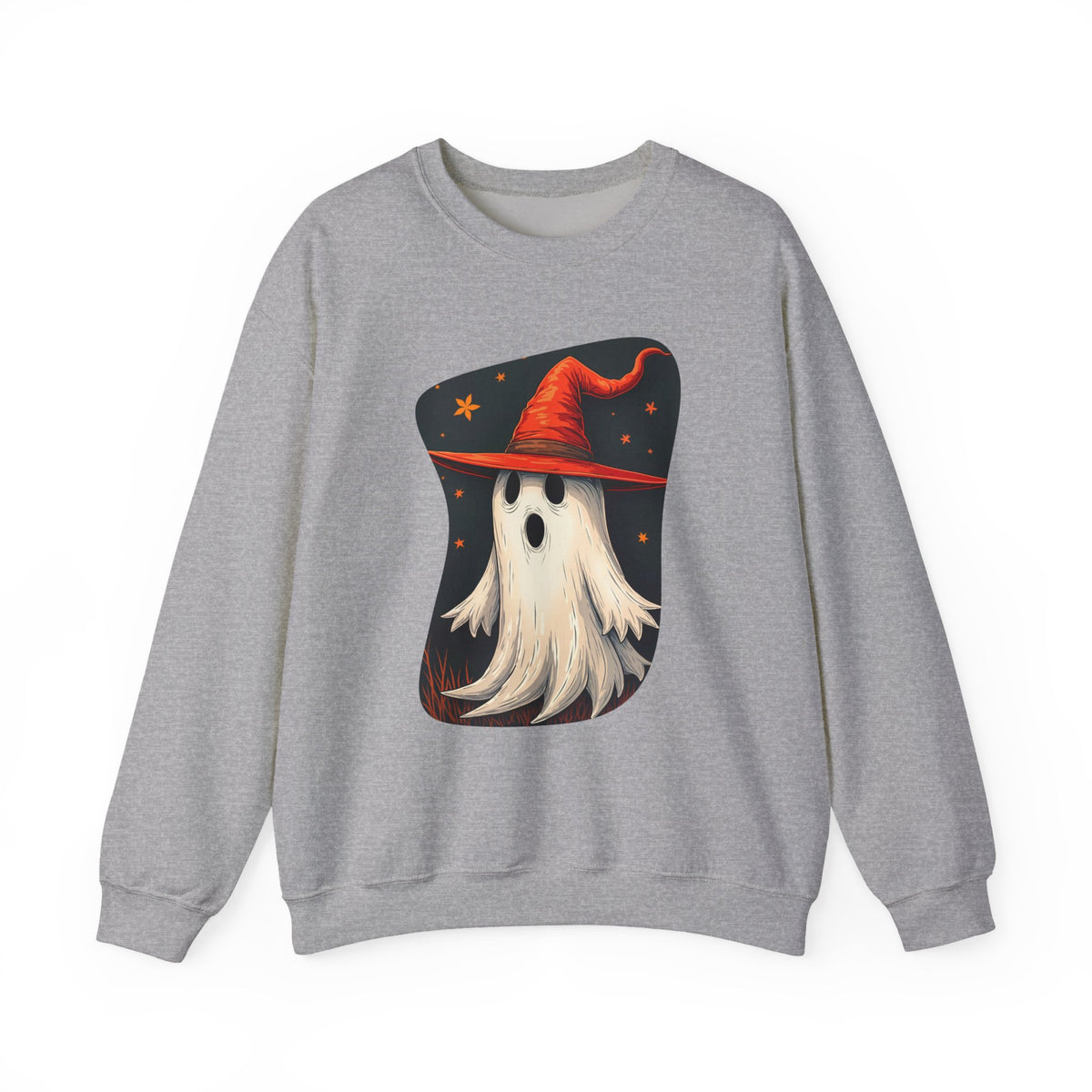 Spooky Ghost Witch Hat Halloween Crewneck Sweatshirt