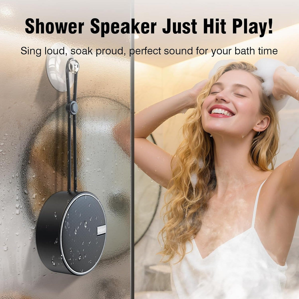 Insmy C12 IPX7 Waterproof Shower Bluetooth Speaker