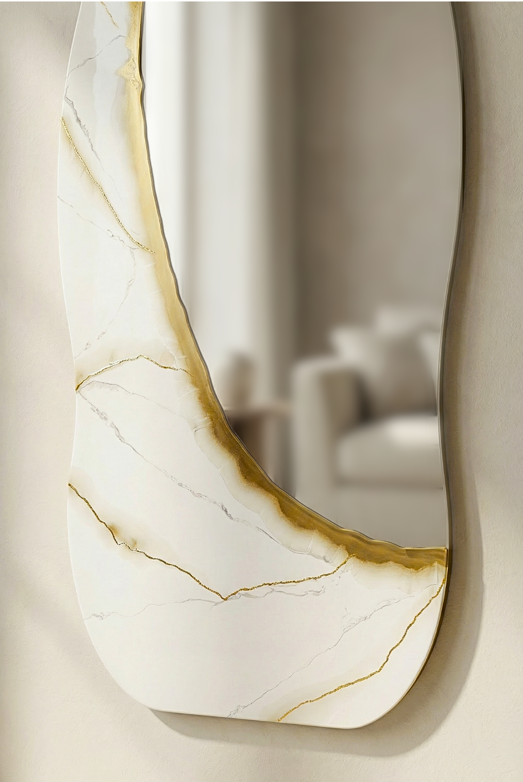 Ivory Vein – Freestanding Irregular White Marble Wall Décor