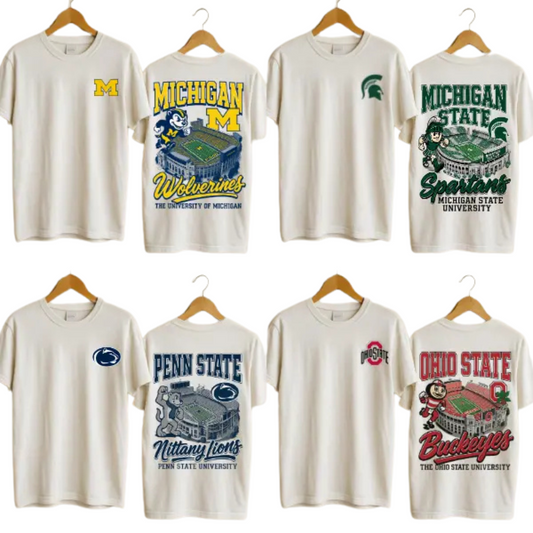 NCAA Full Team Vintage T-Shirt – College Football Mascots Tee, Unisex Throwback Sports Shirt
