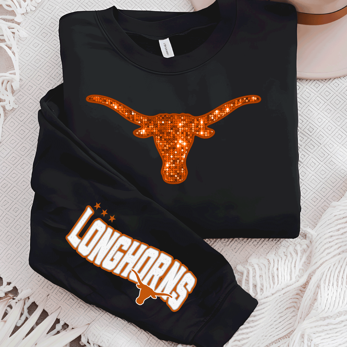 University of Texas Football Shirts, Longhorns Football sweatshirts, SEC Football, College Football, Hook em Horns, Faux Glitter Longhorn
