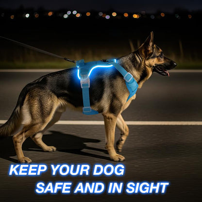 Illuminate Your Dog's Adventures: Rechargeable LED Harness for All Sizes - Breathable, Adjustable, Waterproof & Easy to Use! Perfect for Walking & Training