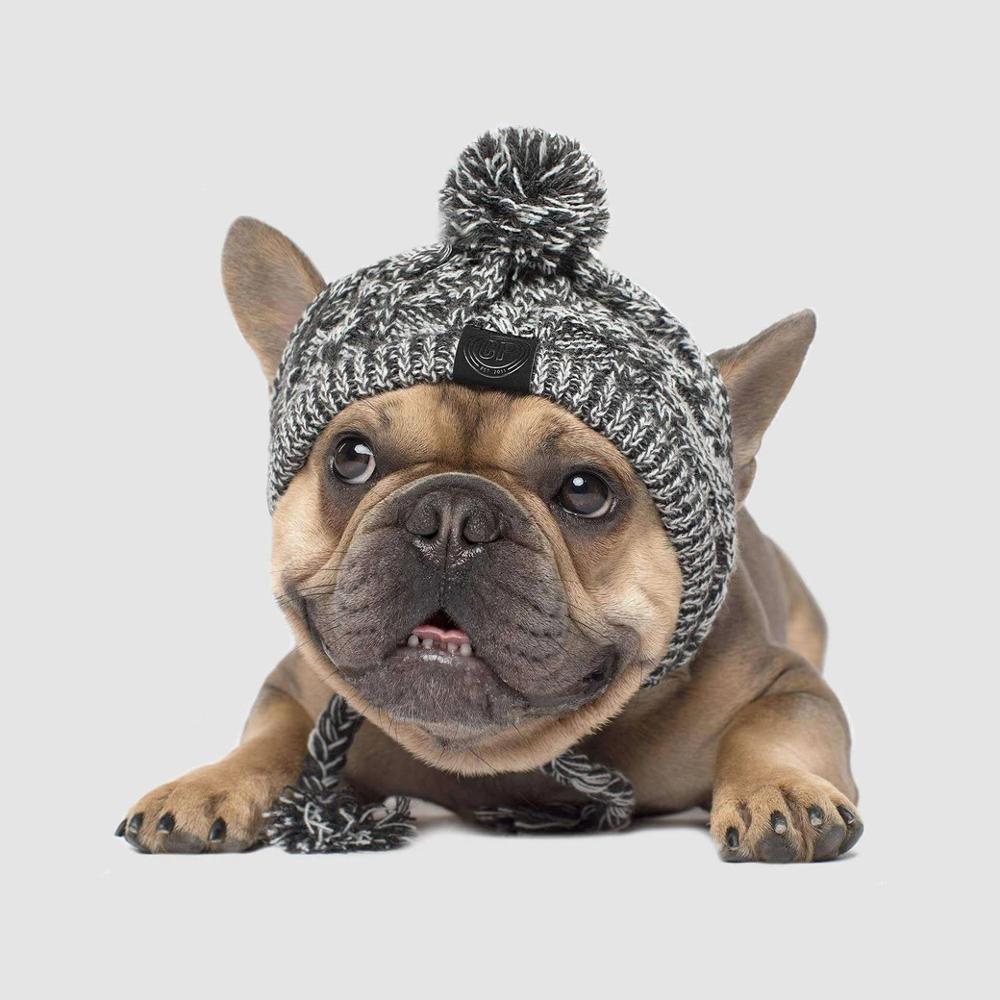 Autumn Winter Warm Knitted Pet Hats with Fluffy Ball
