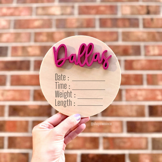 3D Name Baby Arrival Announcement Sign