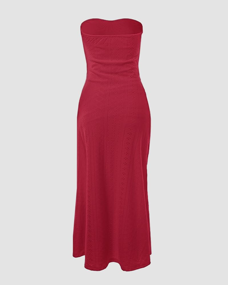CHICME Women's Strapless Bodycon Maxi Dress