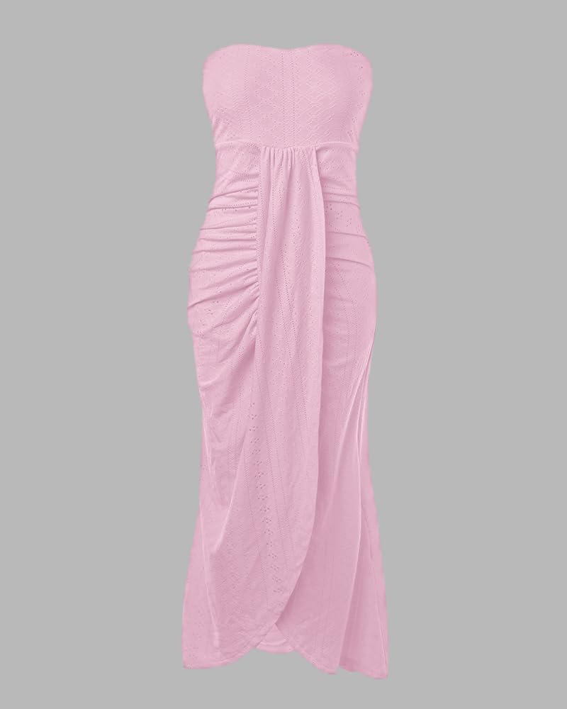 CHICME Women's Strapless Bodycon Maxi Dress