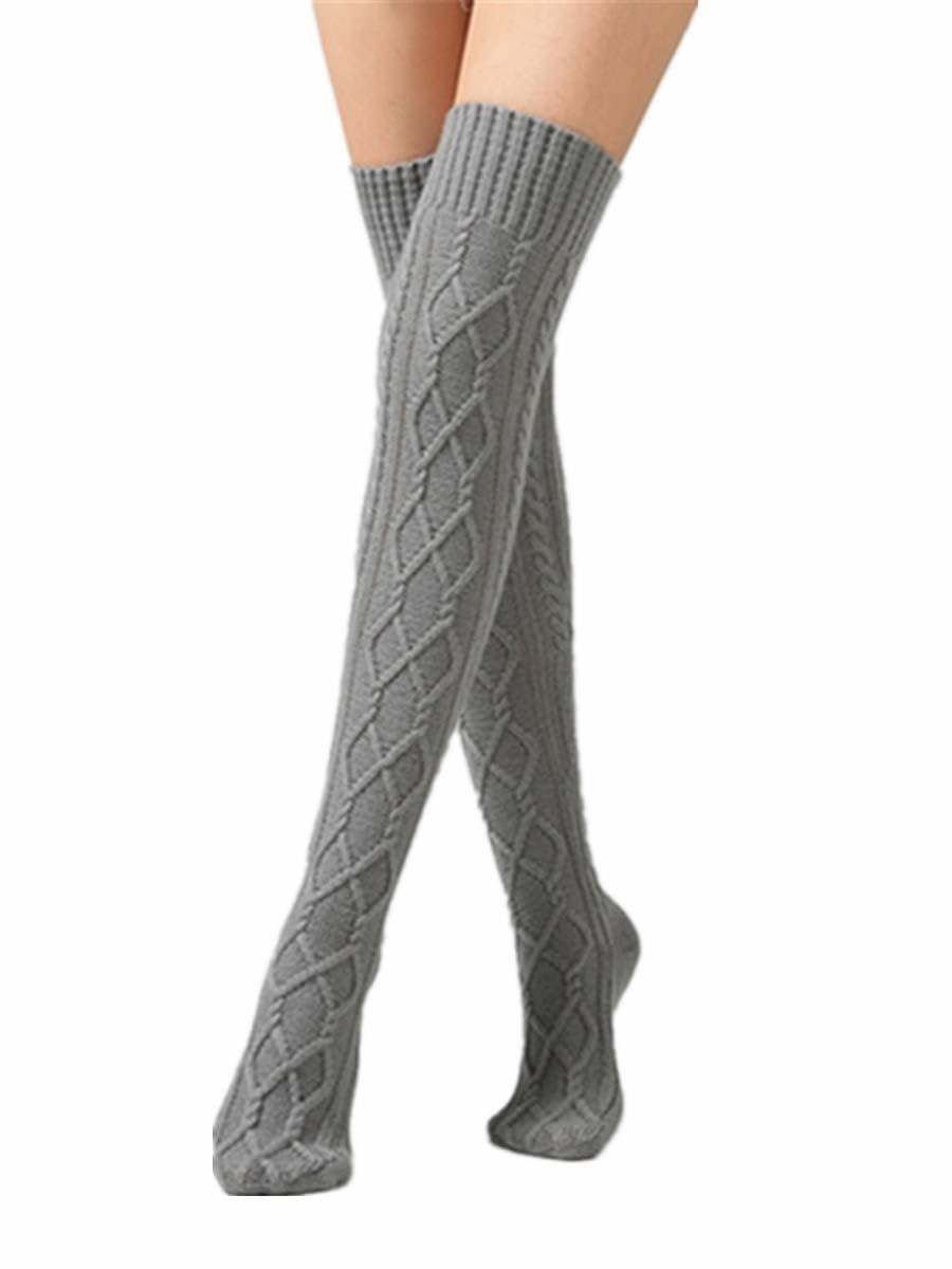 Leoparts Women's Cable Knit Thigh High Socks Over Knee Leg Warmer Stockings