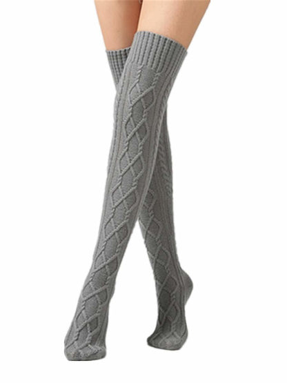 Leoparts Women's Cable Knit Thigh High Socks Over Knee Leg Warmer Stockings