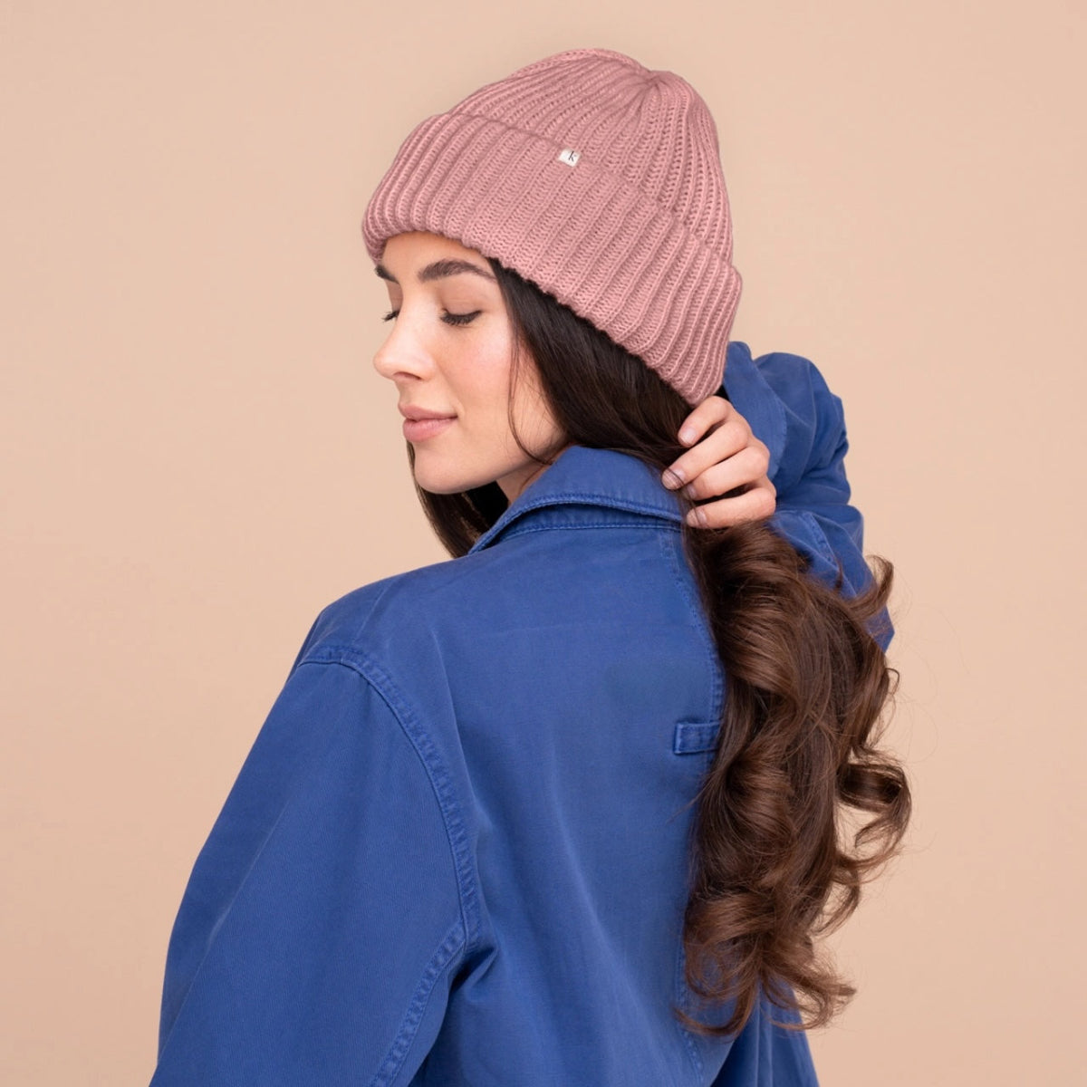 Glazey Satin-Lined Beanie: Blush