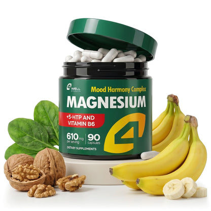 Magnesium Advanced Complex 610Mg with Glycinate, Citrate, Vitamin B6 for 3X Absorption & 5-Htp