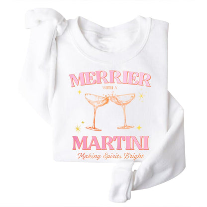 DIOMMELL Merrier With A Martini Sweatshirt Christmas Martini Sweatshirt
