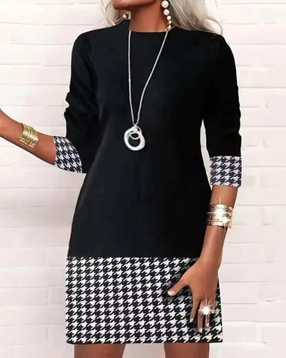 Women's Houndstooth Paneled Dress