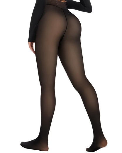 Spring Water Fleece Lined Tights Leggings for Women One Seam Design