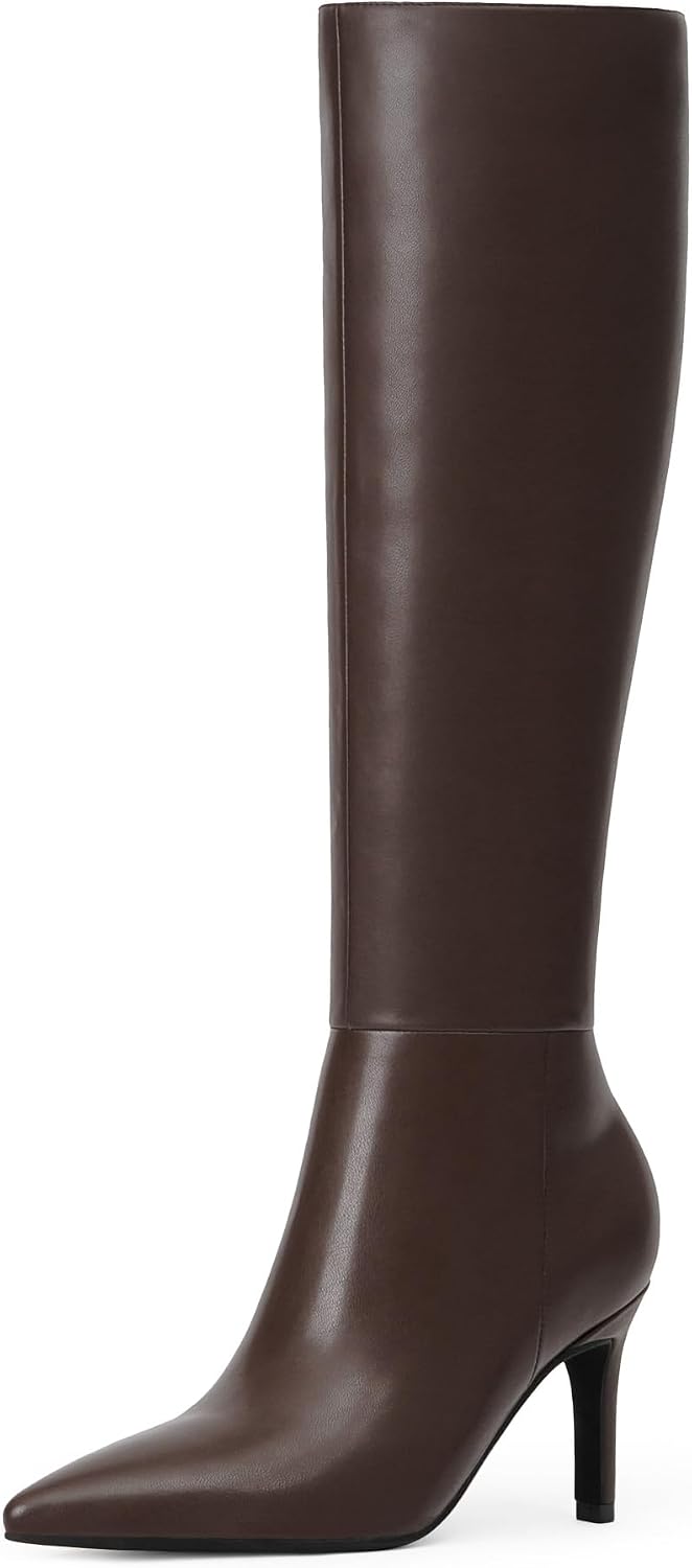 Easyfox Knee High Boots Women Pointed Toe Stiletto Heel Tall Boots