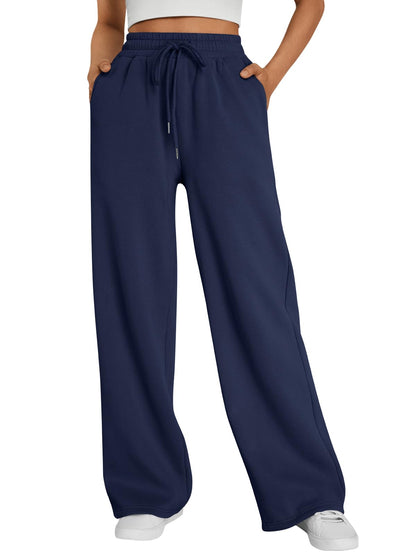 Trendy Queen Womens Wide Leg Fleece Lined Sweatpants
