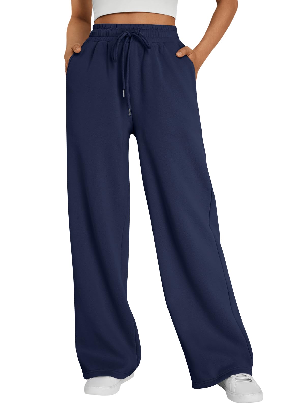 Trendy Queen Womens Wide Leg Fleece Lined Sweatpants
