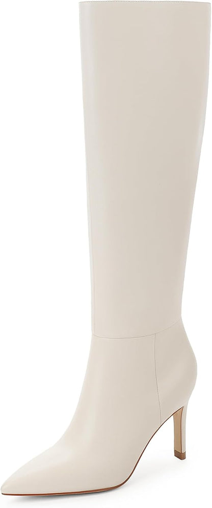 Easyfox Knee High Boots Women Pointed Toe Stiletto Heel Tall Boots