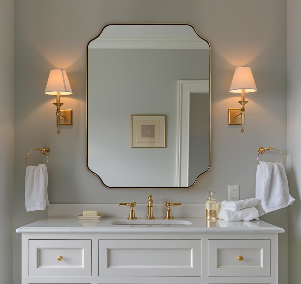 Andy Star Unique Rectangle Wall Mirror, 24"X32"