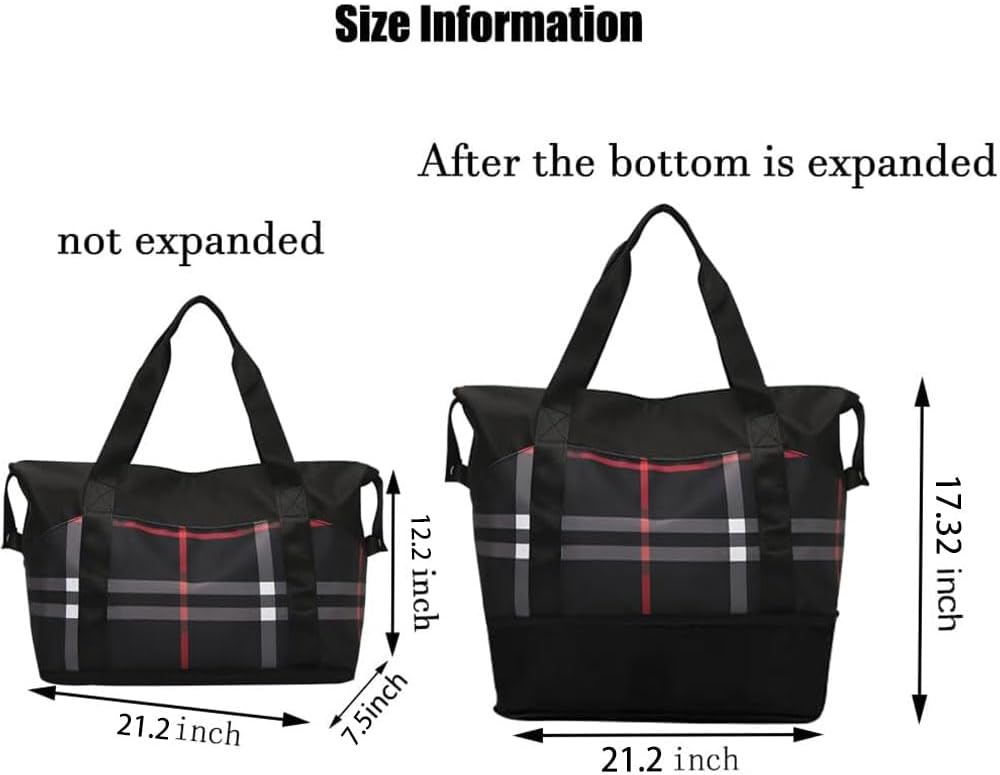 Women Travel Duffel, Large Expandable Weekender Carry-on Tote