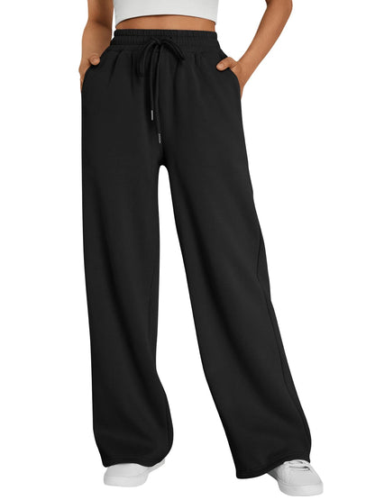 Trendy Queen Womens Wide Leg Fleece Lined Sweatpants