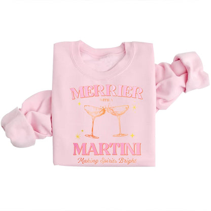 DIOMMELL Merrier With A Martini Sweatshirt Christmas Martini Sweatshirt