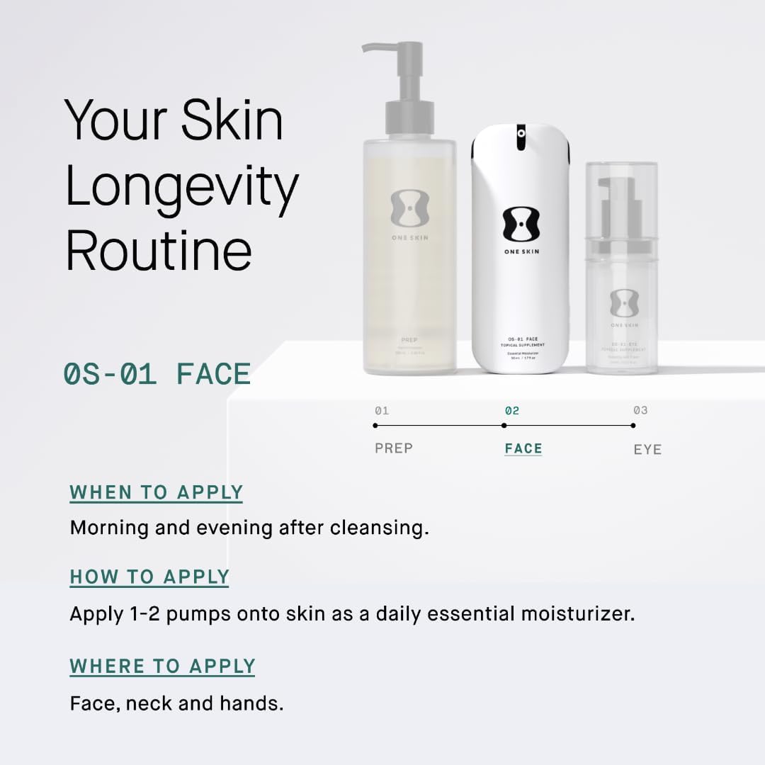 Oneskin Face Os-01 Peptide Topical Supplement | Skin Longevity Age Reversal Moisturizer | Safe for Sensitive Skin, Fragrance-Free